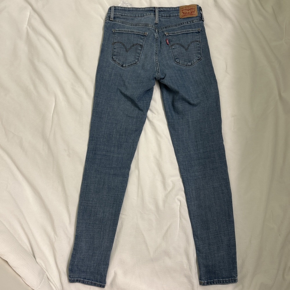 Levis 711 Skinny Jeans Medium Wash‎ Denim Stretch Size 27 Womens Blue